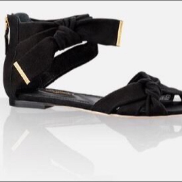 Louis Vuitton black suede cocktail flat sandals - Picture 2 of 7